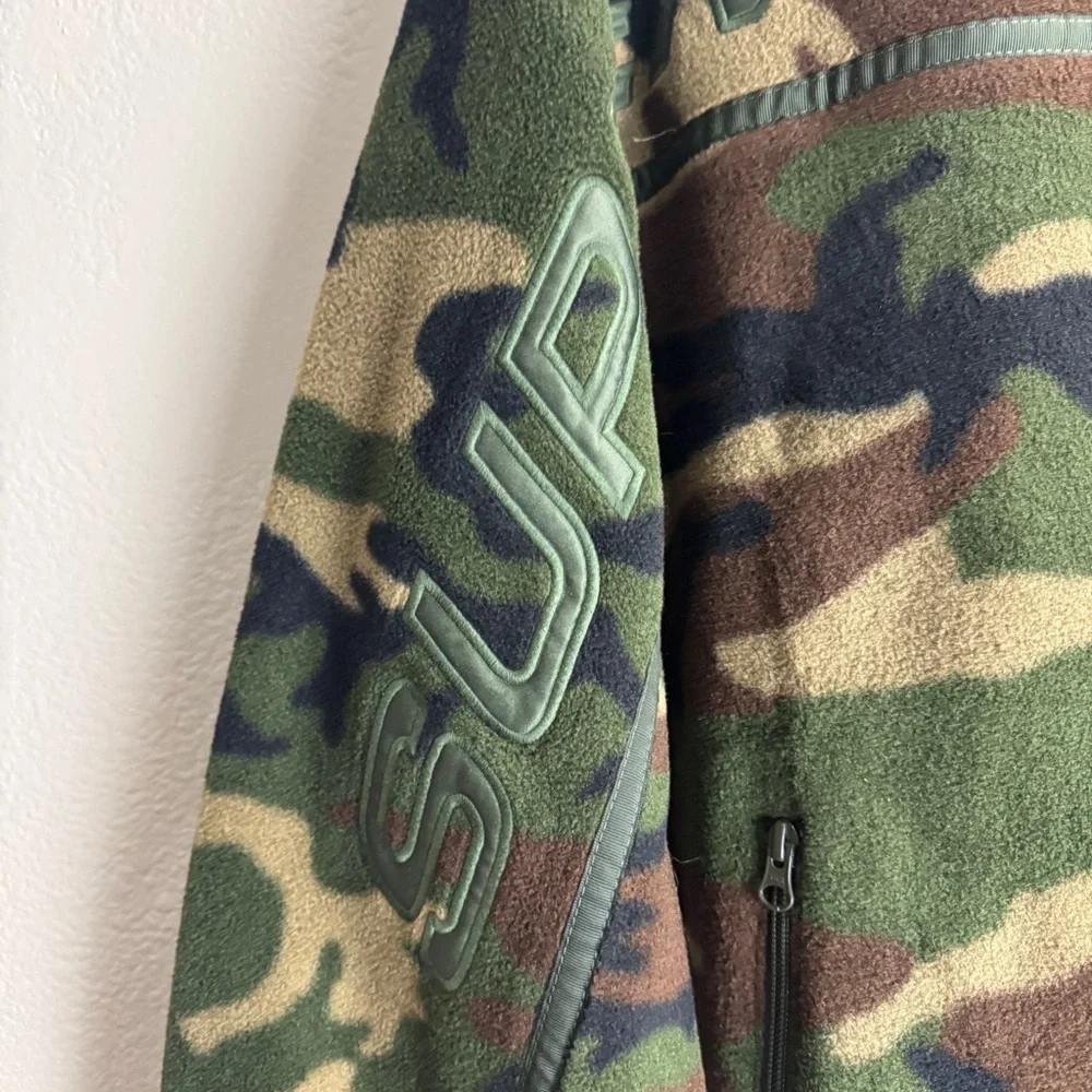 Supreme Polartec Half Zip Hooded Sweatshirt Woodland Camo Size XL